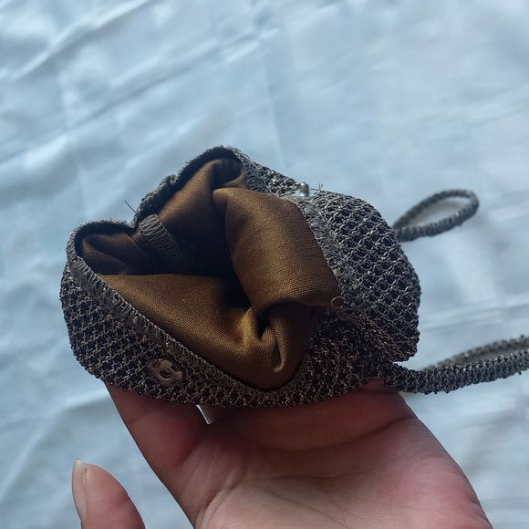 Bronze Y2K Small Crochet Sparkle Crossbody Purse - Picture 7 of 9